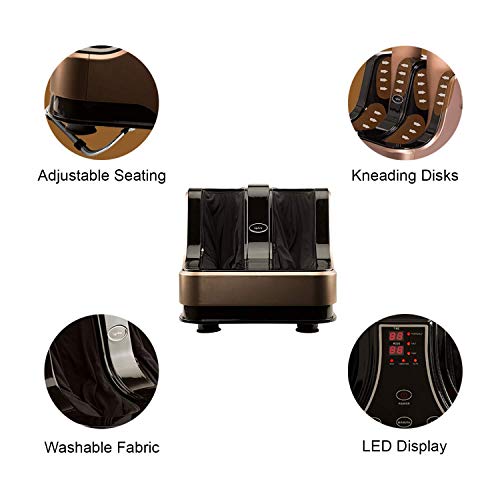 Lifelong LLM99 Foot, Calf and Leg Massager, (With Heat and Vibration), 80W, 4 Motors, Dark Brown