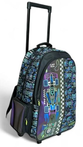 Image of ADSON 3D Embossed School Trolley Bag|Backpack Large School Bag for Boy Girl, Kids School Bag, Travel Backpack for Girl Boy, Ideal for Children Trolley 18 Inch Water Resistant