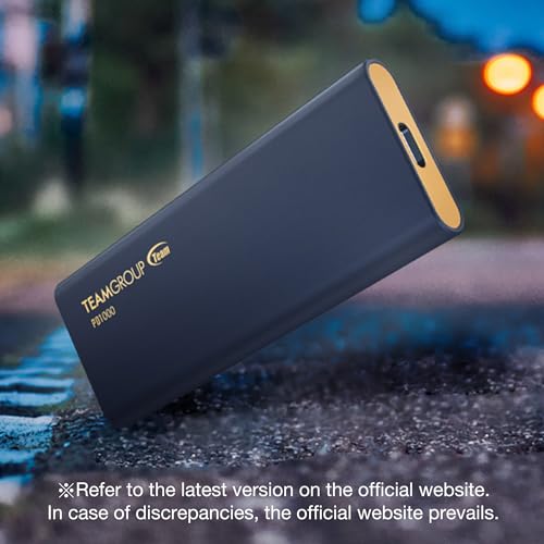 Image of TEAMGROUP PD1000 1TB Aluminum Portable External Solid State Drive SSD, Read up to 1000MB /s, USB-C, USB A 3.2 Gen 2, Waterproof, Dustproof (IP68), Shockproof, Pressure Resistant T8FED6001T0C108