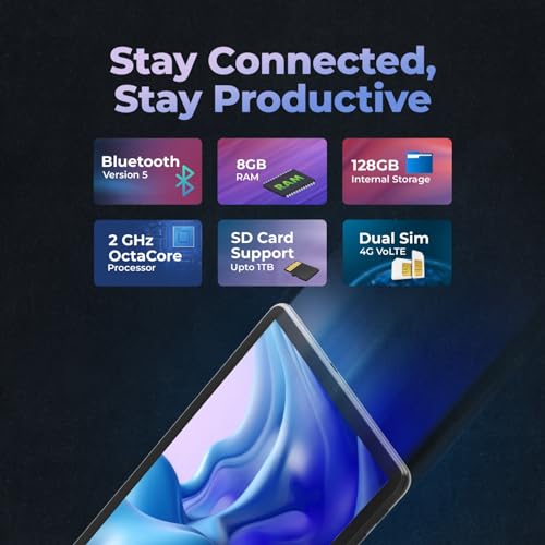 Image of IRA T1020-10.4inch Tablet with 8GB RAM, 128GB ROM | Wi-Fi+4G | 8000 mAH Battery | Quad Stereo Speaker | 2 GHz Octacore Processor | Reader Mode | 8GB Tablet Pc Black