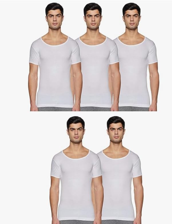 Men's Plain Vest (Pack of 5) White-image-34