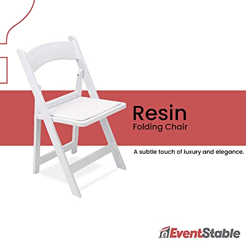 Image of EventStable Titan PRO Resin Folding Chair - White Indoor Outdoor Lightweight Padded Folding Chair for Weddings Parties Events - 100 Pack