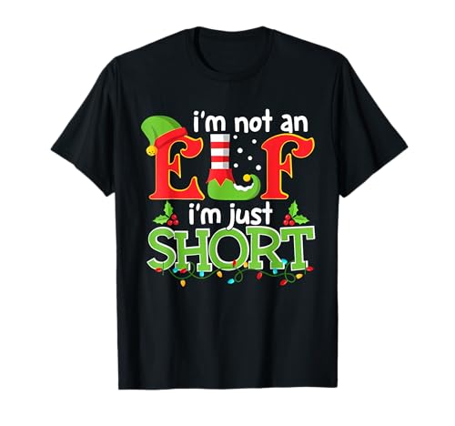 Retro I'm Not An Elf I'm Just Short Merry Christmas Elf Xmas T-Shirt