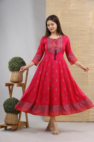 Image of rytras Women's Rayon Relaxed Fit Anarkali Kurta