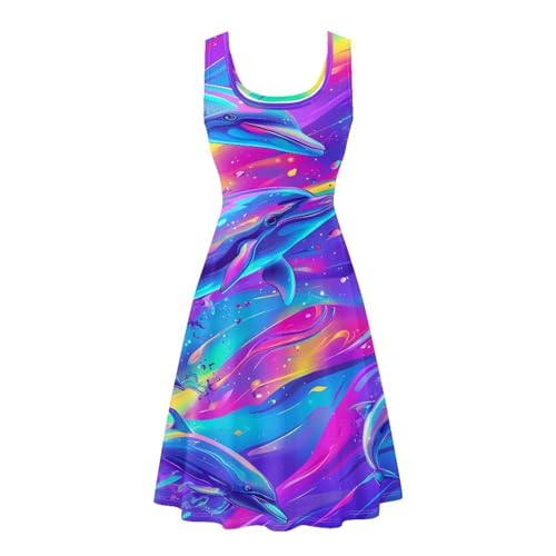 Image of Dreaweet Casual Sleeveless Dresses for Women Girls, Round Neck Tank Dresses with Pockets Summer Sundress Size XS-4XL