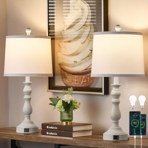 Leasgy 23'' Farmhouse Table Lamps for Living Room Set...