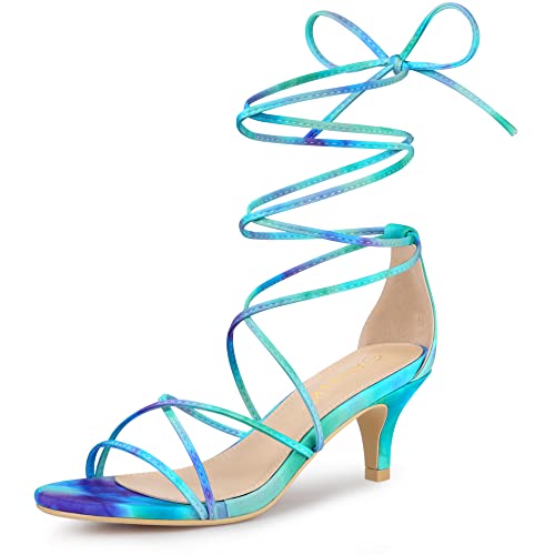 Sandales à talons à lacets vert 38.5 Allegra K pour vos soirées d'été