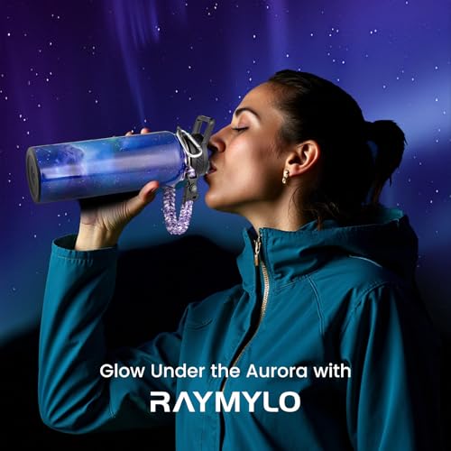 Image of RAYMYLO Insulated Water Bottle 40 oz, Triple Wall Vacuum Stainless Steel (Cold for 36Hrs, Hot for 18Hrs), Leak Proof & Non-BPA, Modern Water Flask Jug with Paracord Handle & Straw Spout Lids
