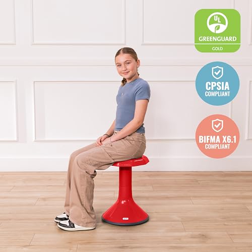 Image of ECR4Kids ACE Active Core Engagement Wobble Stool, 18-Inch Seat Height, Flexible Seating, Red