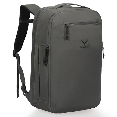 Hynes Eagle TSA Friendly Travel Backpack for Men Women Carry on Backpack 40L Flight Approved Laptop Backpack for 17 inches Compressible Weekender Bag Overnight Backpack Dark Grey