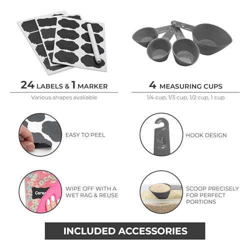 Freshware Kitchen Storage Containers with Lids, 48 PCS Airtight Food Storage Containers, Plastic Kitchen Containers, Pantry Containers for Cereal, Dry Food, Includes Labels, Marker & Measuring Spoons - Image 4