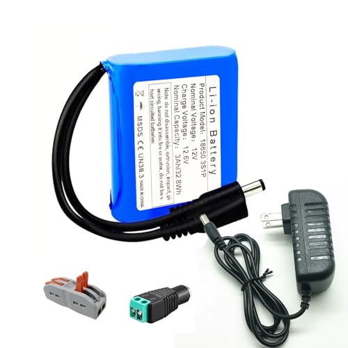 12V 3000mAh Rechargeable Lithium Battery with Charger - Long-Lasting Power for DIY Projects, LED Strips, Security Cameras, RC Toys & More