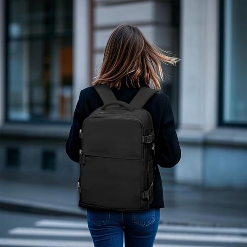 Image of coofay Travel Backpack For Women Airline Approved Carry On Waterproof Sports Luggage Casual Daypack Small Hiking Backpack Black