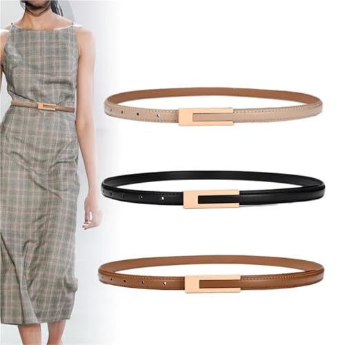 New Gold Buckle Genuine Leather Belt Women Fashion Cowskin Thin Metal Black White Belts Female Jeans Dress Waistband 1 piece2