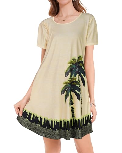 Image of JOLIGAL Summer Dresses for Women Casual Short Sleeve Sundress Scoop Neck Beach T Shirt Dress with Pockets 2026