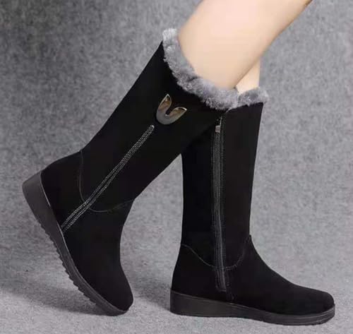 TangDao Women’s Winter Snow Boots With Zipper Comfortable Fur Lined Warm Boots Non-Slip Outdoor Mid Calf Snow Boots4