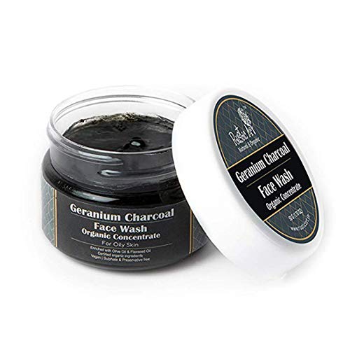 Image of Rustic Art Sandal, Neem Basil, Geranium Charcoal Face Wash Concentrate | Deep Cleansing, De-Tanning, Acne Control | Organic, Sulfate Free | All Skin Types | (Pack of 3 * 50g)