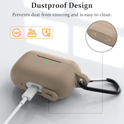 Image of Meliya for AirPods Pro 2 /1 Gen (2023 /2022 /2019) Case Cover with Cleaning Kit and Keychain, Soft Silicone Case Compatible with Airpods Pro 2 (USB-C /Lightning Cable) - Milk Tea