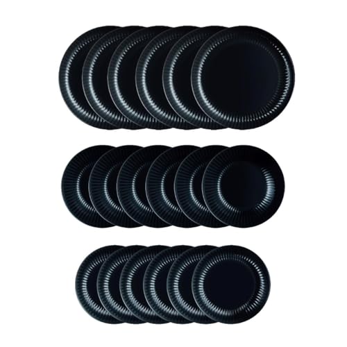 Luminarc Cottage Vajilla Vidrio Negro Cottage Luminarc 18 Piezas - 6 Personas Opal Apto Microondas Apilable