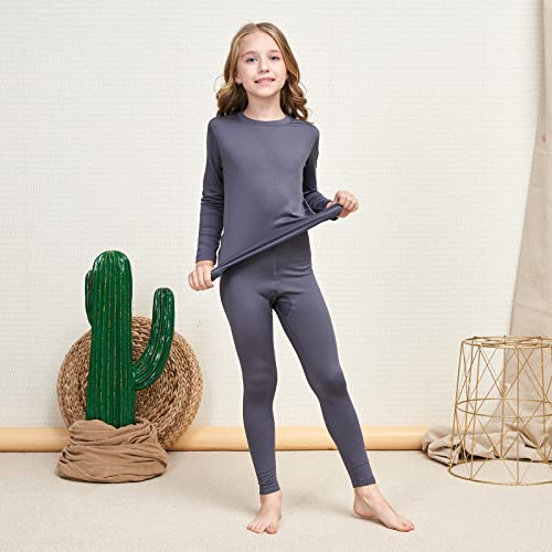 Image of HEROBIKER Girls Ultra Soft Lined Thermal Underwear Kids Long Johns Top Bottom Set for Winter Skiing Warm