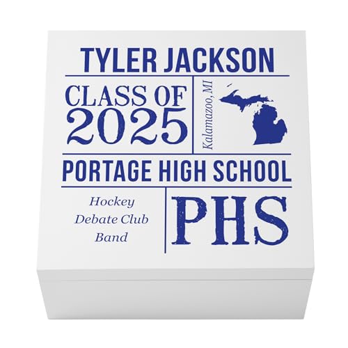 Let's Make Memories Personalized Keepsake Box - For Graduation Class of 2025 - Graduate Memento Box - Customize For Any Grad and School - 6