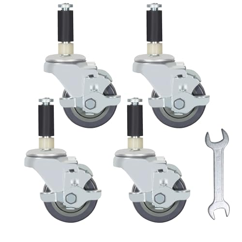 Prep Table Wheels, Expanding Casters Wheels Stem Casters with Brake Fit for 7/8