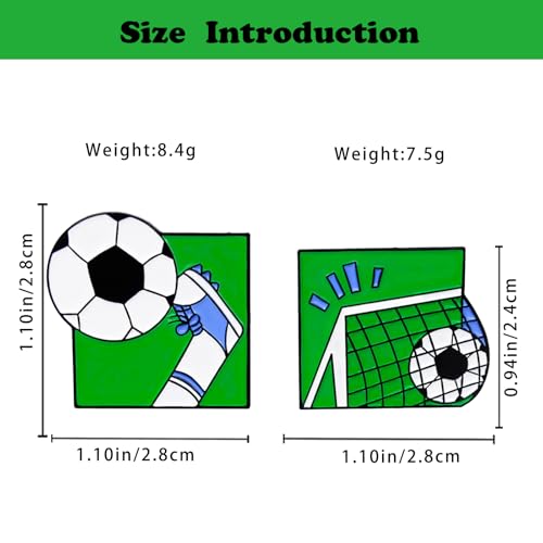 Image of 2Pcs Cartoon Football Alloy Brooch, a Handsome Goal Enamel Pin, Sports Lapel Pin, Cute Alloy Backpack Pin Badge Jewelry Suitable for Daily Clothes and Bags Decoration, Party Collection, Gift Giving