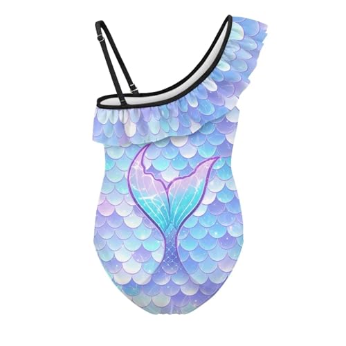 Image of Girls One Piece Bathing Suit,Slim-Fit Ruffle Strap Swimsuit with Adjustable Strap Quick Dry Summer Beach Swim Suit