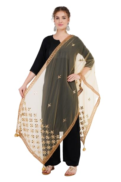karthav fashion Women's Heavy Mirror Net Dupatta-picture-26