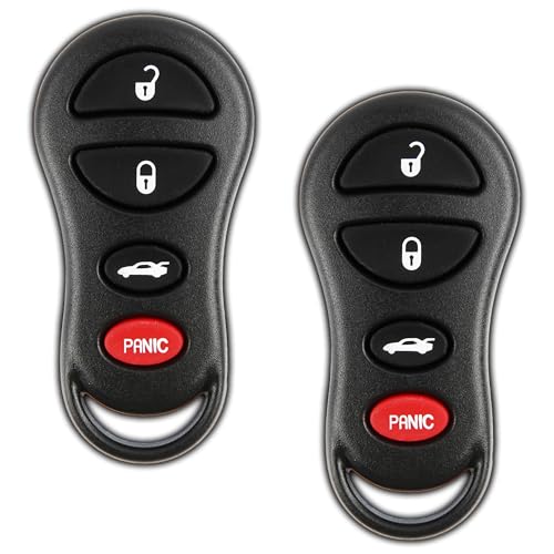 2X KeylessOption Key Fob Replacement for 2001 2002 2003 2004 2005 2006 Chrysler 300 Sebring Dodge Viper Interpid Stratus Jeep Liberty Remote, 4-Button GQ43VT17T, Programming Guide Included