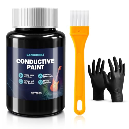 Graphene Conductive Paint - Electromagnetic Shielding Paint Coating for Guitars, Anti-Interference Noise Reduction,enhance sound purity, Water-Based Flexible Brush-On Coating, 100g Bottle