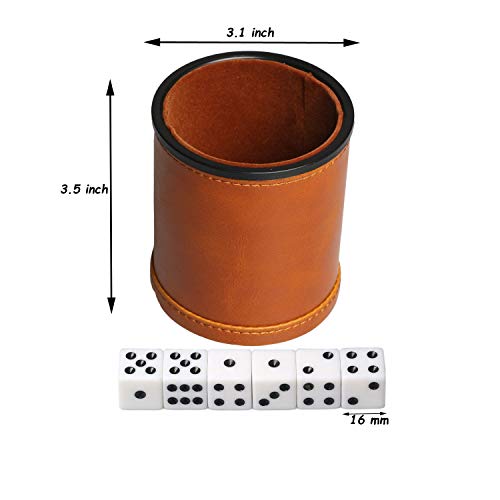Reriver UNKNOWN Leatherette Dice Cup With Lid Includes 6 Dices, Velvet Interior Quiet In Shaking For Liars Dice Farkle Yahtzee Board Games thumb #2
