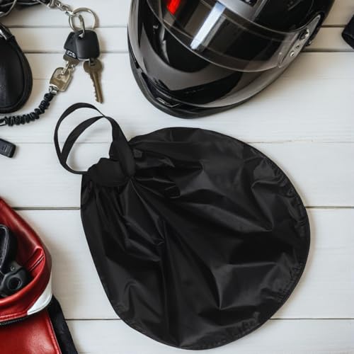 Bolsa para casco de moto en poliéster negro con cordón ajustable 6
