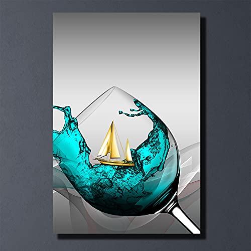 Art du verre à vin bleu photos murales pour raviver un mur blanc - 5
