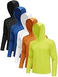5 Pack Sun Hoodie Mens Long Sleeve UV Protection SPF Lightweight Quick Dry Athletic Fishing Outdoor Hiking Rash Guard