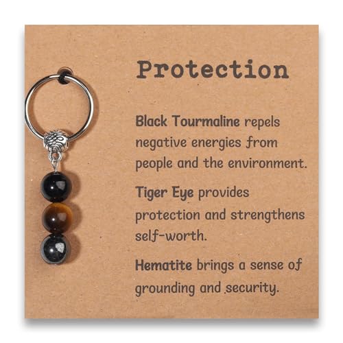 Image of GINAZL Natural Crystals Keychain Gift for New Beginnings, New Beginnings Gifts for Coworker Anxiety Relief Keychain for Women