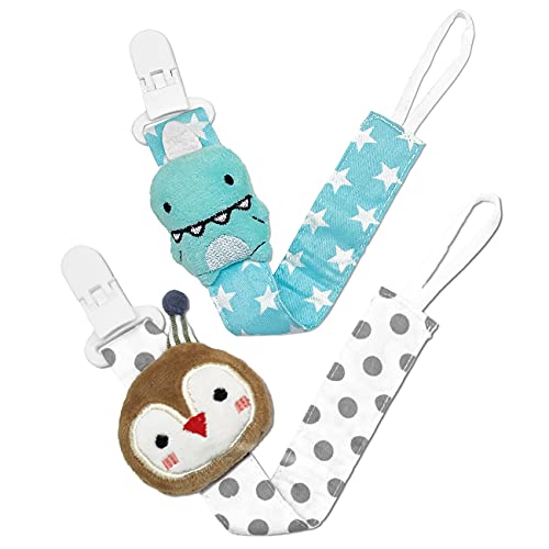 Entyle Pacifier Clips - 2 Pack Baby Pacifier Clip Holder for Boy and Girl, Cartoon Doll Baby Pacifier Leashes with Clip Fits Infants Soothie Baby Teething Toys Teethers (Penguin Group)