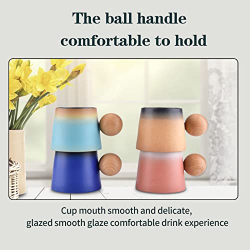 Set Of 2 Cute Coffee Mugs, Ceramic Mug Sets, Gradient Colormixed Drinkware Sets, 8 Oz (200 Ml) Demitasse Cups, Tea Mug, Suitable For Cappuccino, Latte, Hot Cocoa Or Hot Tea (Light Blue, Yellow) #TOP6