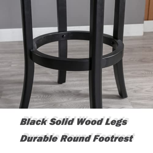 Chairus Pu Upholstered Round Swivel Bar Stools Set Of 4 Modern Nailhead Backless High Barstools With Solid Wood Legs 29.5" Bar Height Stools For Living Room/Dining Room/Kitchen/Home Bar, Coffee #TOP5