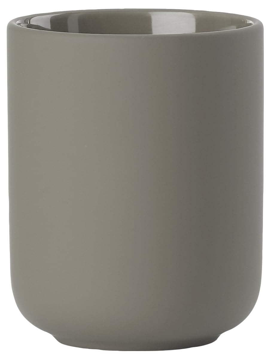 Zone Denmark - Ume Toothbrush Tumbler - Bathroom Cup, Toothbrush Holder - Stoneware - D8,3 cm H10,3 cm - Elegant & Minimalist & Scandinavian Design - Taupe