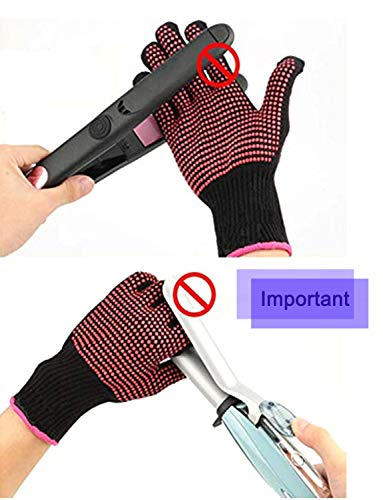 Image of AFT90 Heat Resistant Glove for Hair Styling, Curling Iron, Flat Iron and Curling Wand, Pink Edge, Silicone Bump, 1 Piece