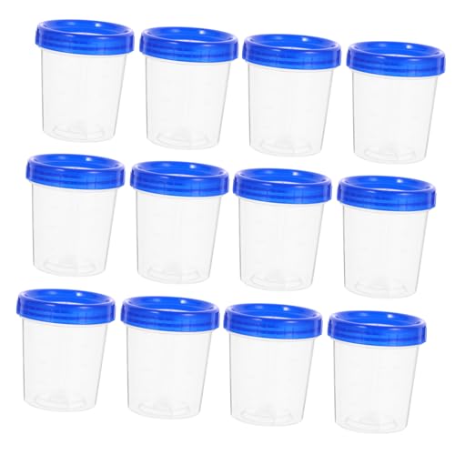 BELLIFFY 12pcs Graduated Measuring Cups 120ml Sample Cups with Lids Urine Sealed for Lab