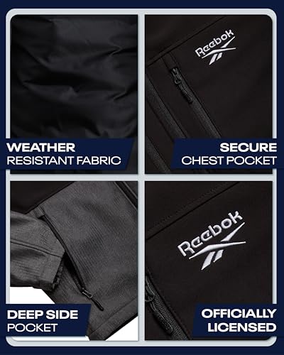 Image of Reebok Mens Winter Coats - 3 in 1 System Hooded Softshell Windbreaker Jacket and Quilted Puffer Insulated Mens Ski Jacket