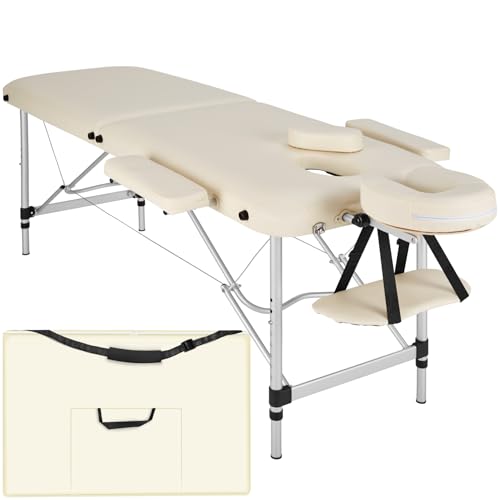 TecTake® Table de Massage Pliante Professionnelle 2 Zones Aluminium Cosmetique Lit de Massage Table Esthetique Tatouage Portable avec Repose Bras, Housse de...