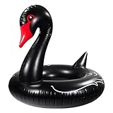 Smartfox aufblasbarer XXL Schwan Schwimmring Schwimmreifen Luftmatratze Wasserreifen Badereifen für Pool Meer See in schwarz