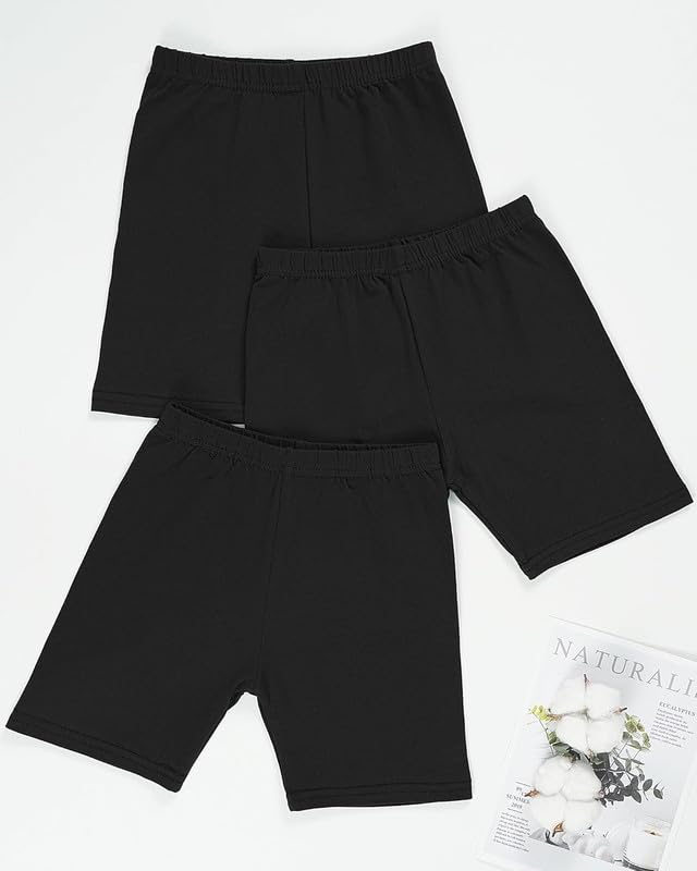 KETKAR Pure Cotton Cycling Shorts for Girls & Kids – Comfortable & Breathable Activewear_Black_Pack of 3 (6-7 Years) - Image 6 thumbnail