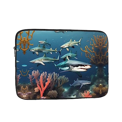 Sharks Under The Sea Laptop Sleeve Case 15 Inch Suitable For Notebook Computer Tablet Traveling Carrying Simple Case
