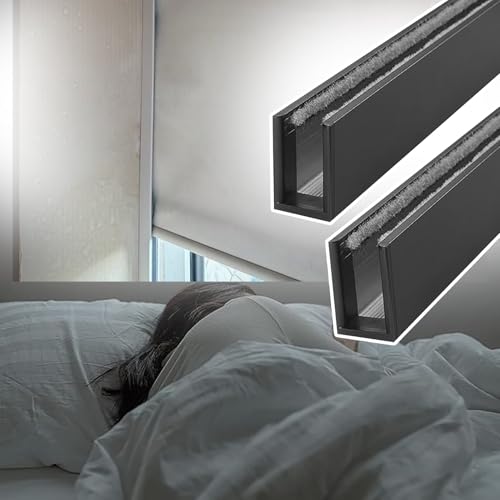 Bedroom Blackout Light Blocking Strips for Roller Blinds, U-channel Light Blockers Side Tracks for Window Shades, Nursery Blackout Side Rail