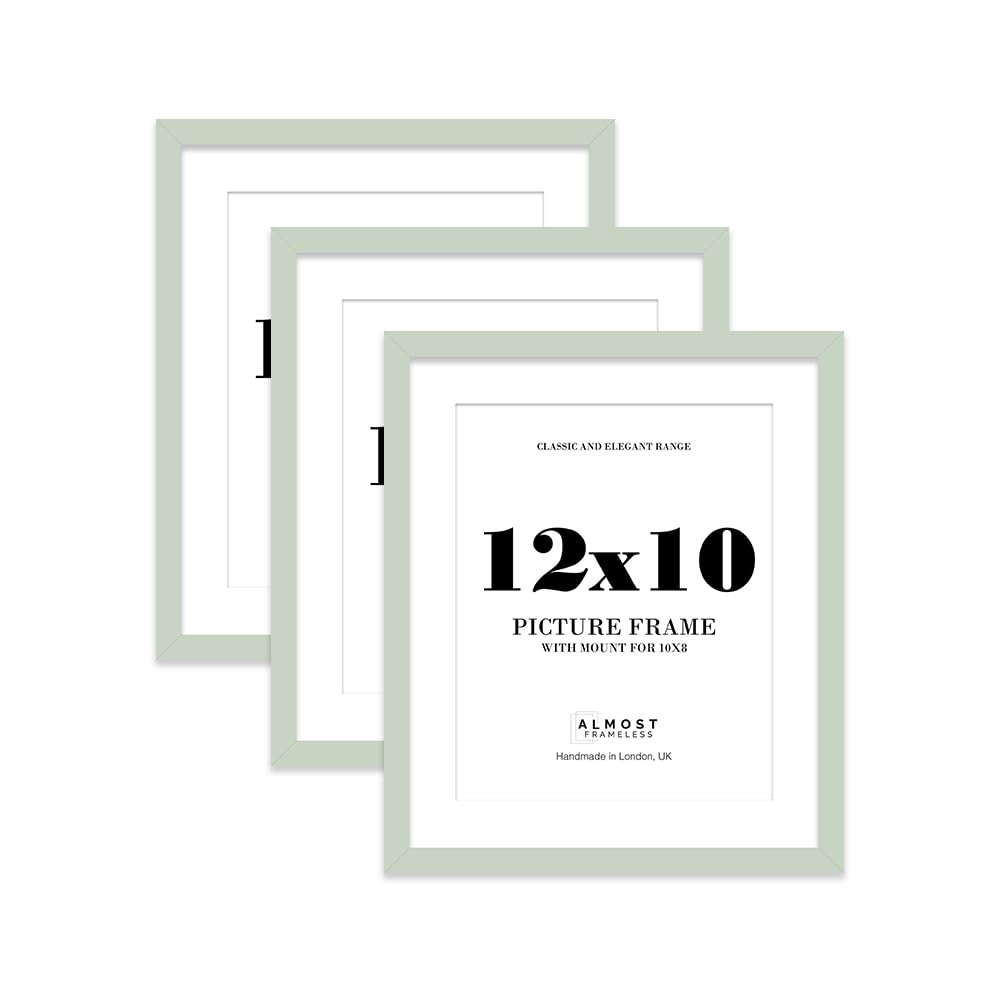 Mint Green Picture Frame 12x10 With 10x8 Mount for Photos - Wall & Table Display, Landscape or Portrait, 3 Pack