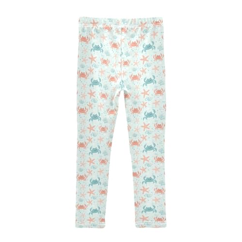 ZZKKO Girls Leggings Cute Cartoon Crabs Starfish Toddler Girls Clothes Leggings for Girl Toddler Girl Trousers2